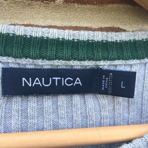 Nautica Sweater Textured Knit Cotton Gray Men's Large - Picture 4 of 10